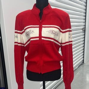 Vintage Red and White Women's Sweater size 14, just in time for Valentine’s Day